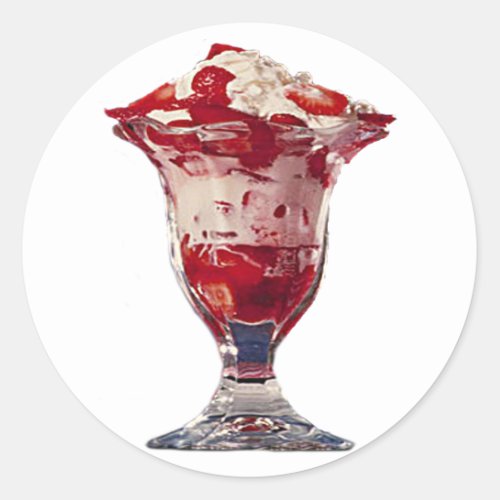 Strawberry Sundae Classic Round Sticker