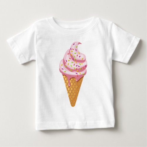 Strawberry sundae in waffle cone with topping baby T_Shirt