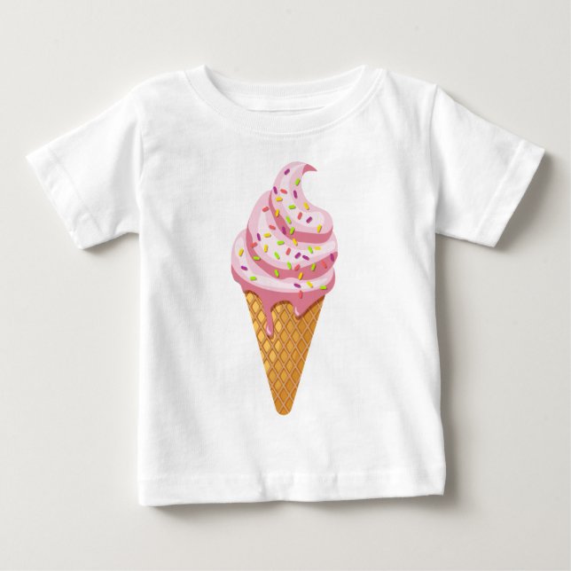 Strawberry sundae in waffle cone with topping baby T-Shirt (Front)