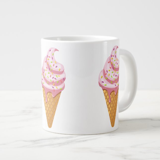 Strawberry sundae in waffle cone with topping coff giant coffee mug (Front Right)