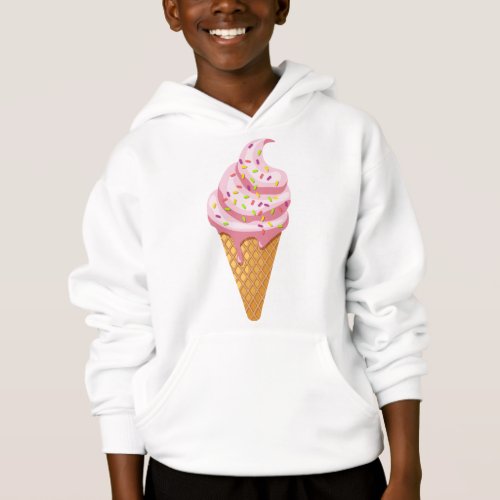 Strawberry sundae in waffle cone with topping hoodie