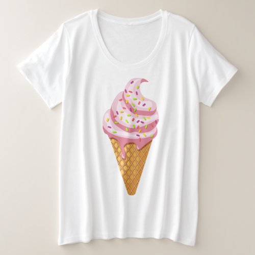Strawberry sundae in waffle cone with topping plus size T_Shirt