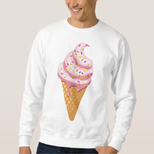 Strawberry sundae in waffle cone with topping sweatshirt
