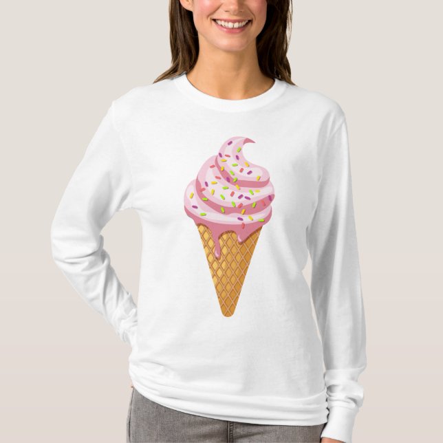 Strawberry sundae in waffle cone with topping T-Shirt (Front)