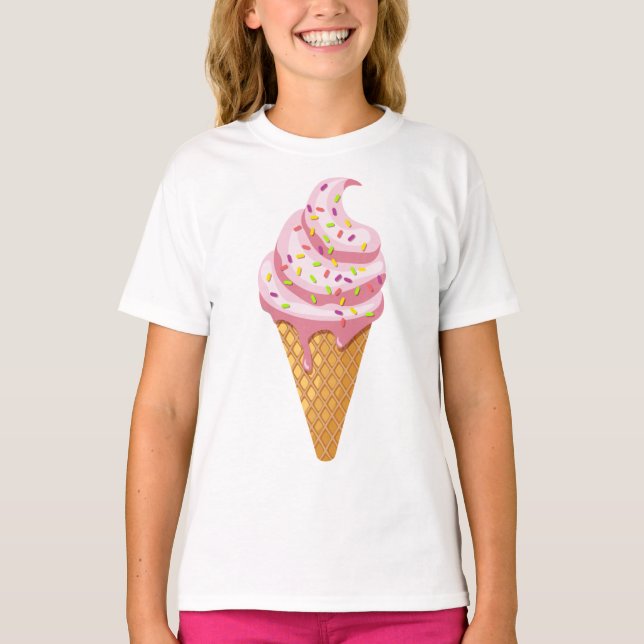 Strawberry sundae in waffle cone with topping T-Shirt (Front)