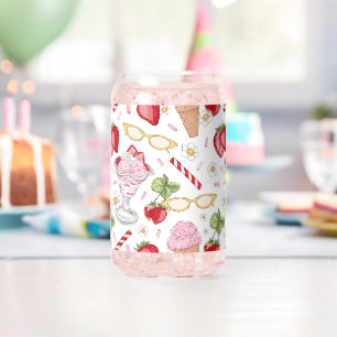 Strawberry Sundae Pattern Can Glass