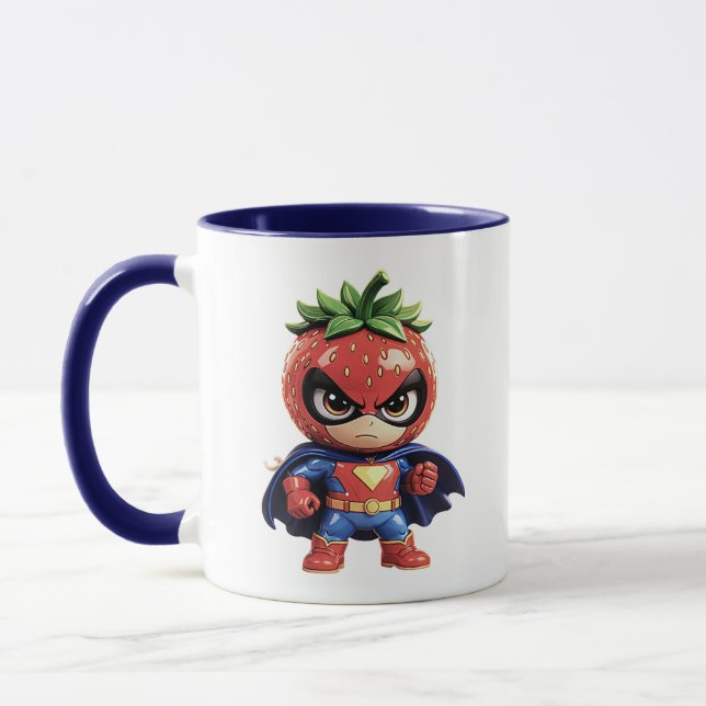 Strawberry Superhero Cute Cartoon Mug (Left)