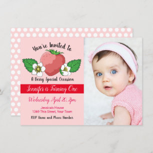 Strawberry Sweet 1st Birthday Invitation