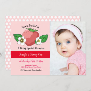 Strawberry Sweet 1st Birthday Invitation