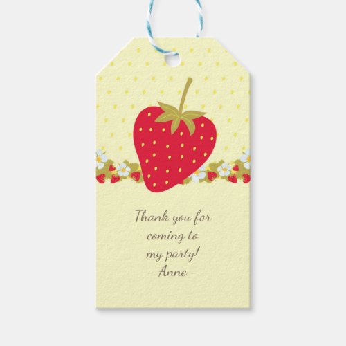 Strawberry Sweet baby First Birthday Party Gift Tags