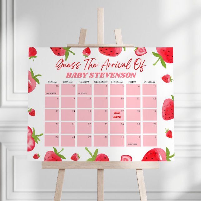 Strawberry Sweet Baby Shower Due Date Calendar Foam Board (Creator Uploaded)