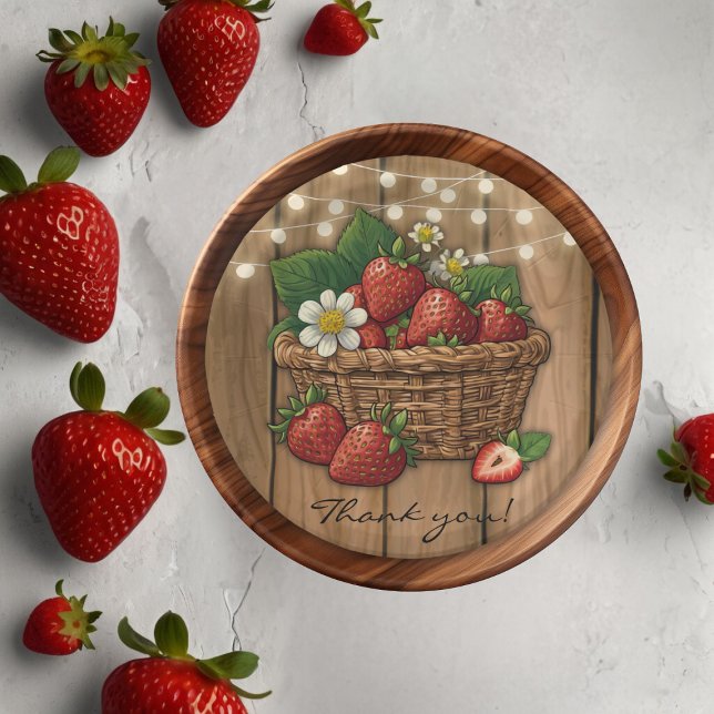 Strawberry Sweet Basket Baby Shower Paper Plates (Creator Uploaded)