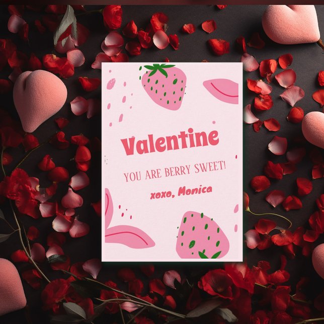 Strawberry Sweet Berry Valentines Day Note Card (Creator Uploaded)