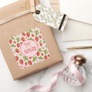 Strawberry Sweet Birthday Party - Square Sticker