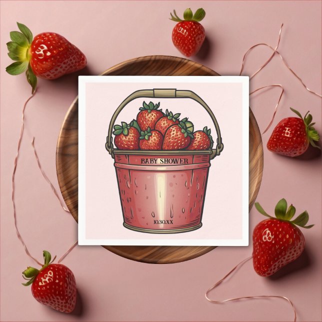 Strawberry Sweet Bucket Baby Shower Napkins (Creator Uploaded)
