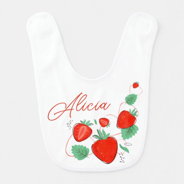 Strawberry sweet girl baby bib (Front)