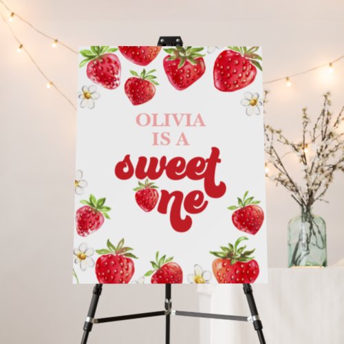 Strawberry Sweet One 1st Birthday Foam Board