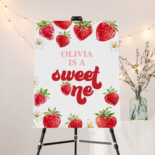 Strawberry Sweet One 1st Birthday Foam Board (In Situ (Stand))