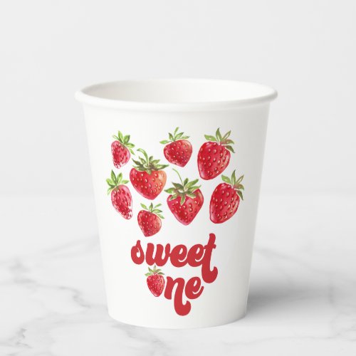 Strawberry Sweet One 1st Birthday Paper Cups