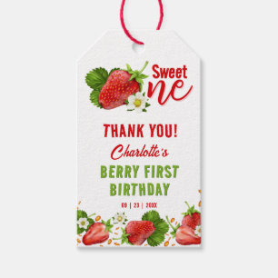 Strawberry Sweet ONE First Birthday Party Gift Tags