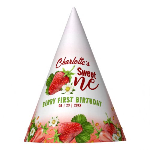 Strawberry Sweet ONE First Birthday Party Party Hat