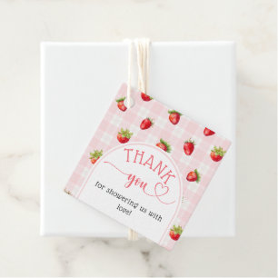 Strawberry Sweet Rustic diaper Baby Girl Shower Favor Tags