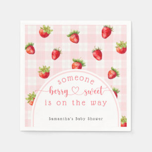 Strawberry Sweet Rustic diaper Baby Girl Shower Napkins
