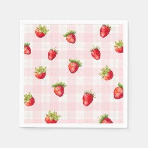 Strawberry Sweet Rustic diaper Baby Girl Shower Napkins