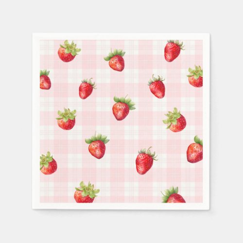 Strawberry Sweet Rustic diaper Baby Girl Shower  Napkins