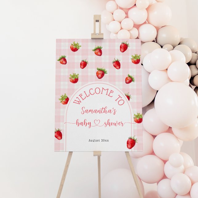 Strawberry Sweet Rustic Welcome Baby Girl Shower  Foam Board (Creator Uploaded)