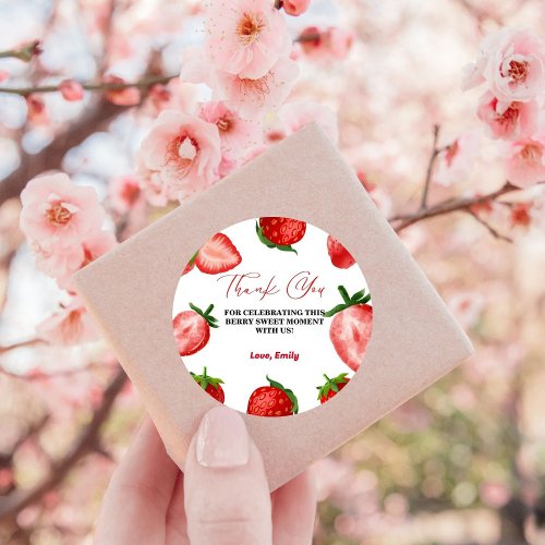 Strawberry Sweet Thank You Birthday Berry Sweet  Classic Round Sticker