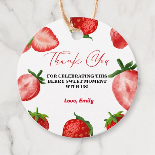 Strawberry Sweet Thank You Birthday Berry Sweet  Favor Tags