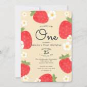 Strawberry Sweet to Be One 1st Birthday Invitation (Front)
