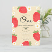 Strawberry Sweet to Be One 1st Birthday Invitation (Standing Front)