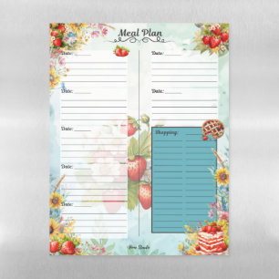 Strawberry Sweet Treat 7 Day Meal Planner Magnetic Dry Erase Sheet