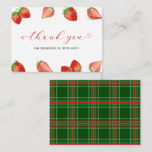 Strawberry Sweet watercolor baby  shower thank you Note Card
