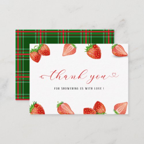 Strawberry Sweet watercolor baby  shower thank you Note Card