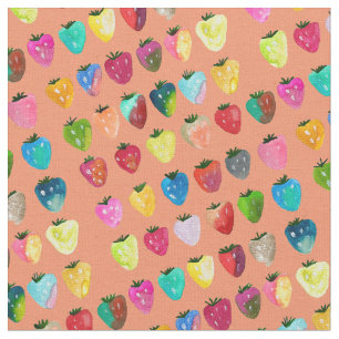 Strawberry sweetness cute fruit watercolor fabric