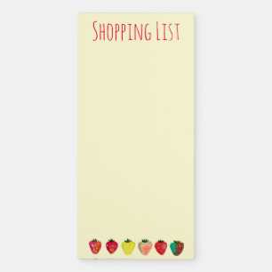 Strawberry sweetness cute fruit watercolor magnetic notepad