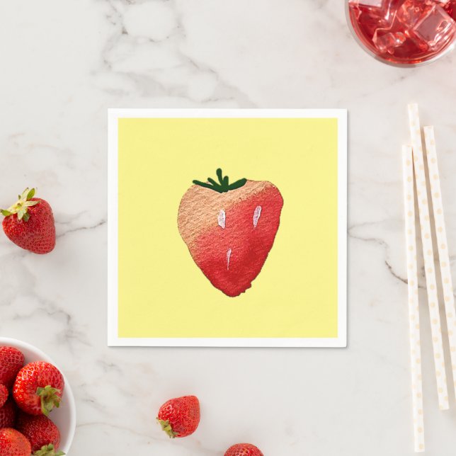 Strawberry sweetness cute fruit watercolor napkins (Insitu)