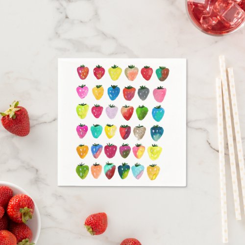 Strawberry sweetness cute fruit watercolor napkins