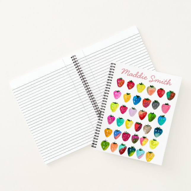 Strawberry sweetness cute fruit watercolor notebook (Inside)