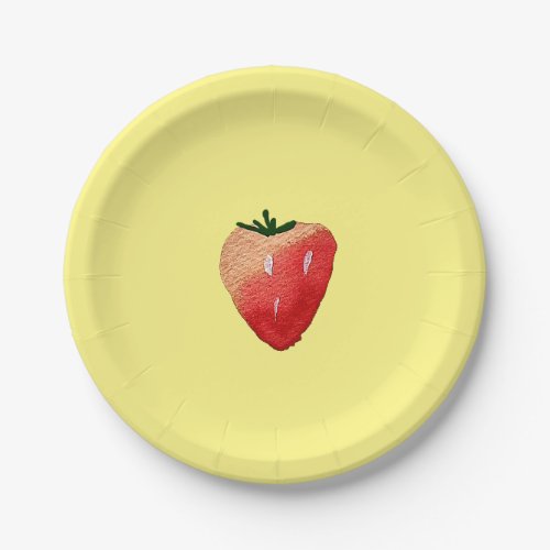 Strawberry sweetness cute fruit watercolor paper plates