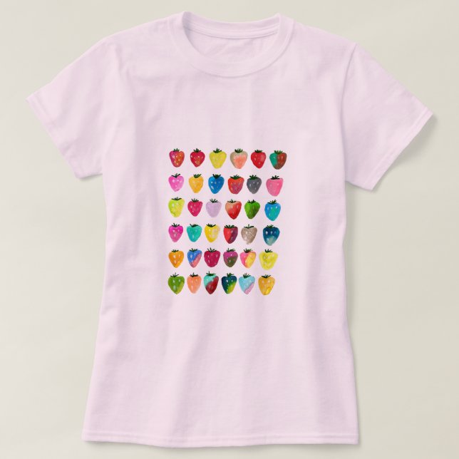 Strawberry sweetness cute fruit watercolor T-Shirt (Design Front)