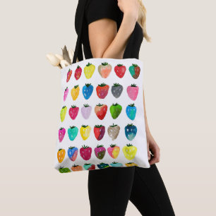 Strawberry sweetness cute fruit watercolor tote bag