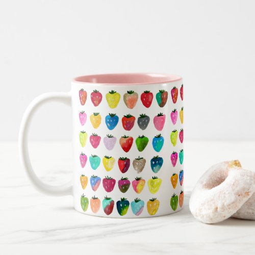 Strawberry sweetness cute fruit watercolor Two_Tone coffee mug
