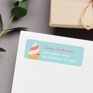 Strawberry Swirl Ice Cream Return Address Label