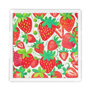 Strawberry Swirl Pattern Acrylic Tray