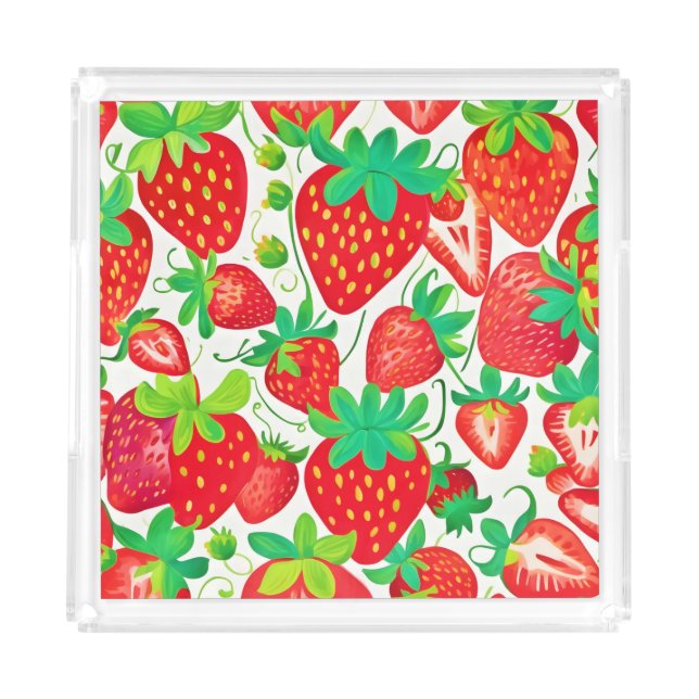 Strawberry Swirl Pattern Acrylic Tray (Front)