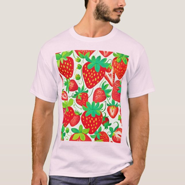 Strawberry Swirl Pattern T-Shirt (Front)